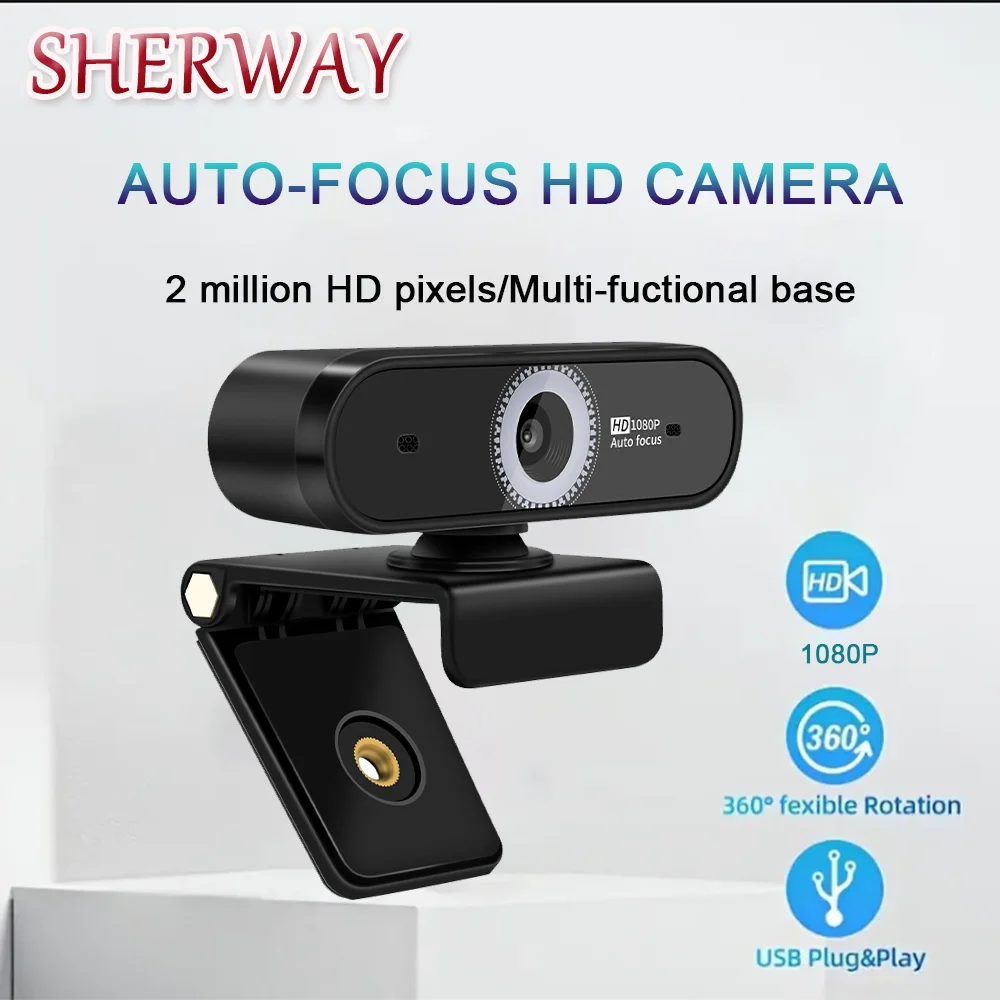 

Веб-камера 2MP 1080P HDR Встроенный микрофон 30 кадров в секунду USB веб-камера с автофокусом для видеоконференций Интернет-обучение Камера для настольного подсчета