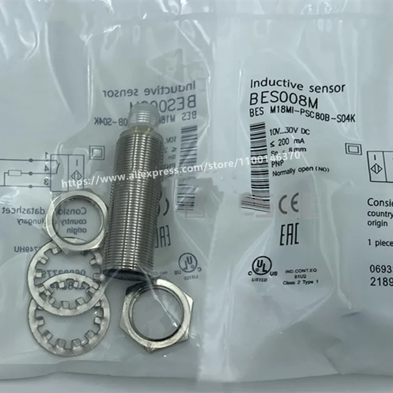 

Новый BES008M BES M18MI-PSC80B-S04K, вставной индуктивный датчик с цилиндрической резьбой PNP, нормально открытый