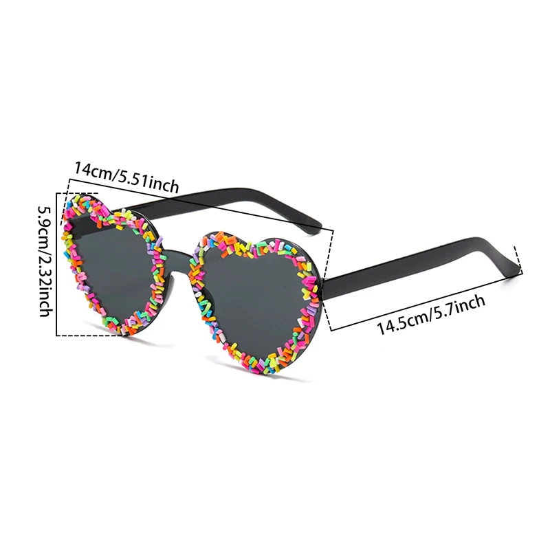 KAMMPT Heart Shape Sunglasses with Colorful Jimmies Women Stylish Cute Beach Sun Glasses Trendy Original Vacation Casual Shades image 6