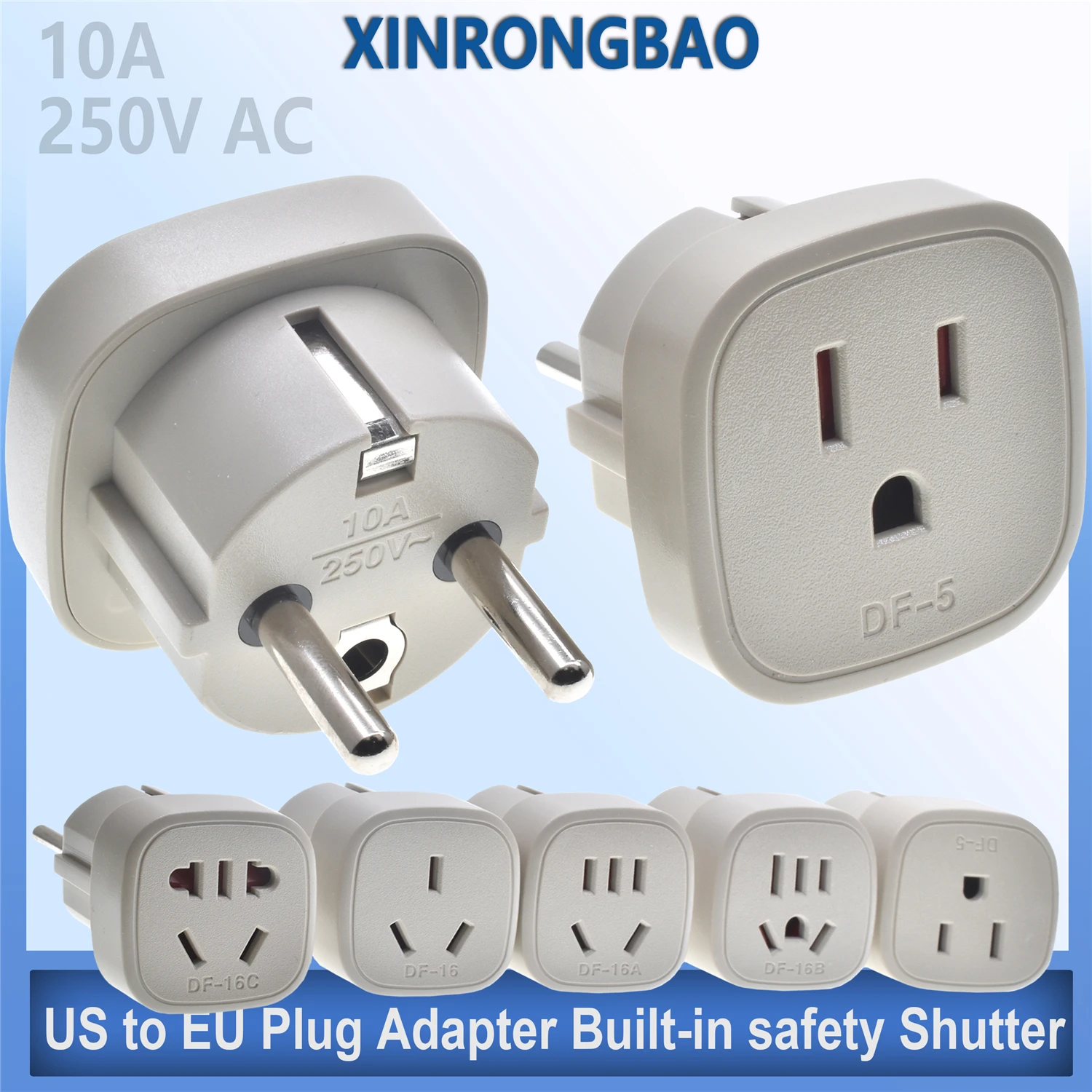 US to EU Adapter Built-in safety Shutter Euro Charger Power Adapter EU converter Electrical Outlets Travel Germany Russia Poland