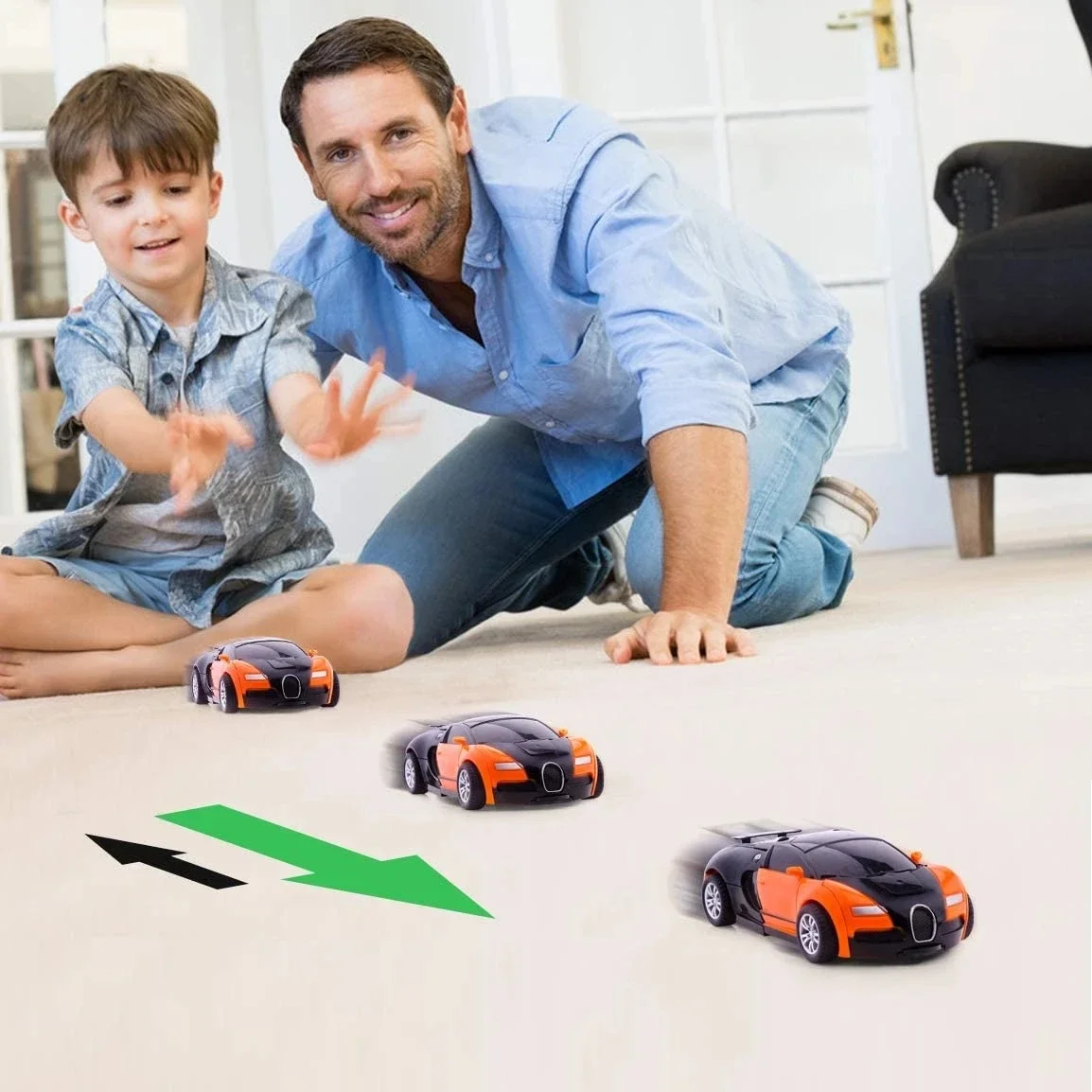 Onekey Automatic Collision Deformation Robot Boy Gift Dual Form Toy Car Father Son Interactive Model Car image 4
