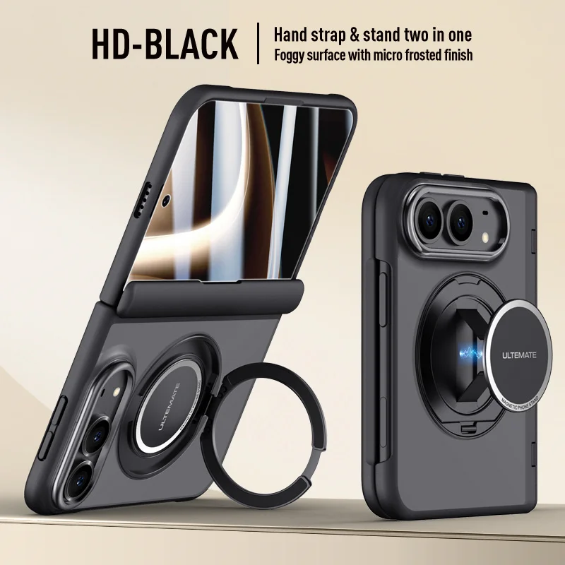 For Magsafe Magnetic Metal Rotate Holder Tempered Glass Film Protect Case For Apple iPhone Duo Spring Hinge Shockproof Cover ﻿