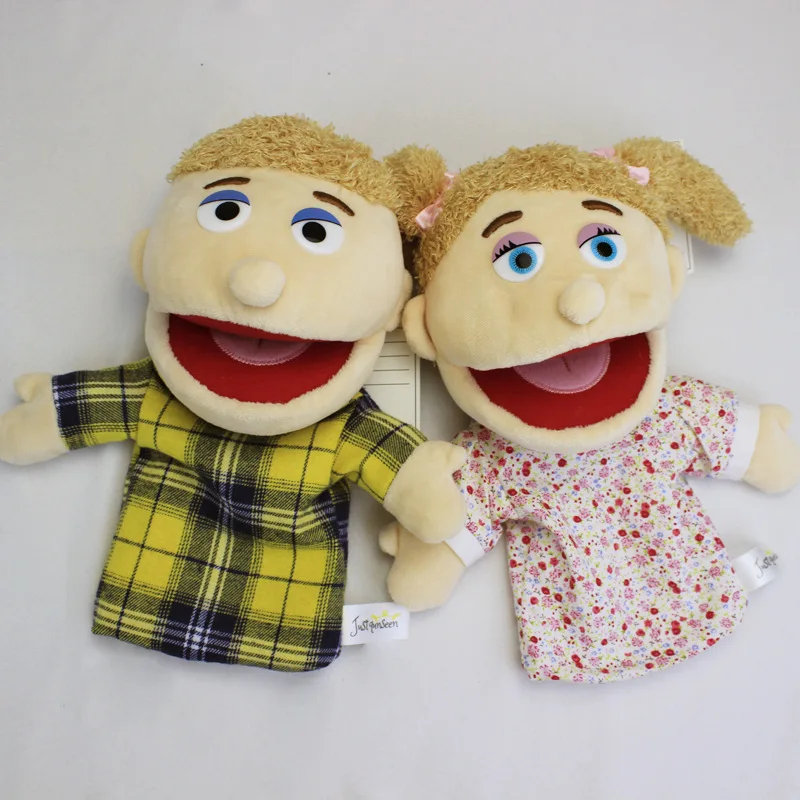 Opening Mouth Move Plush Hand Puppet Grandma Grandpa Dad Mom Family Finger Glove Hand Education Bed Story Learn Funny Toy Dolls