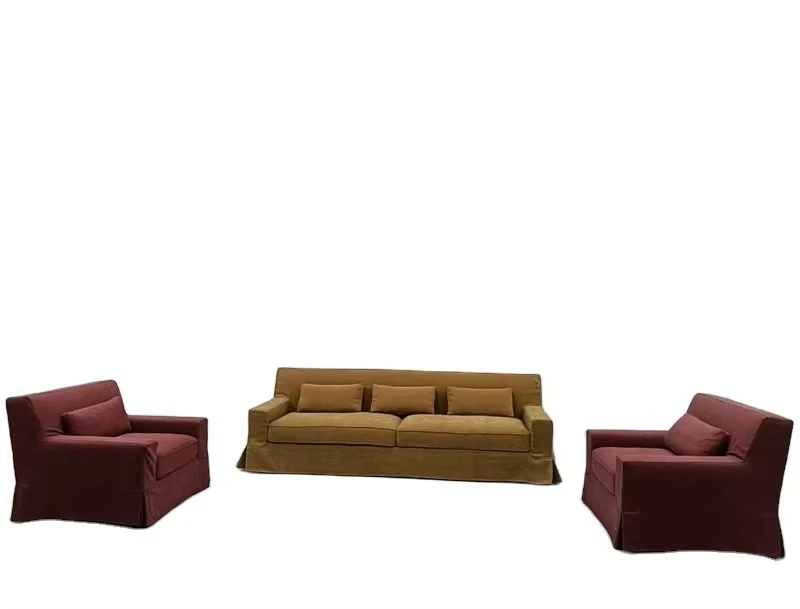 ^Modern Living Room 1 2 3-seater Sectional Sofa Set American & British Style Sponge Filled Fabric Covered Wood Legs