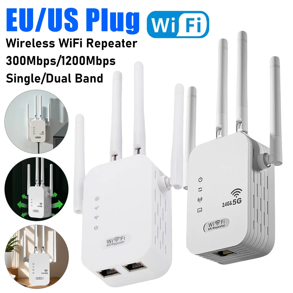 

Беспроводной повторитель Wi-Fi с портом WAN/LAN RJ45, двухдиапазонный Wi-Fi удлинитель 2,4 ГГц/5 ГГц, усилитель сигнала Wi-Fi для домашнего офиса