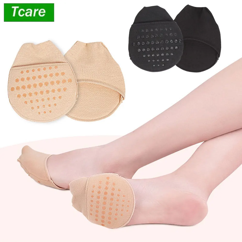 1 Pair Foot Care Women\'s Invisible Toe Cover with Padding Toe Topper Liner Socks Non-Skid Bottom for High Heels