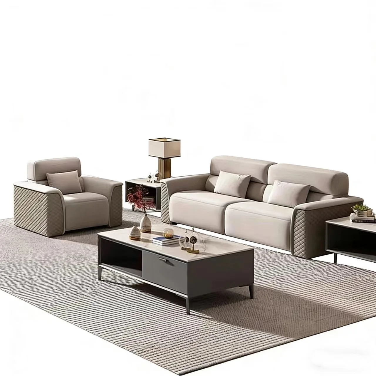 YJQ office sofa leather business reception hall meeting area negotiation simple modern coffee table