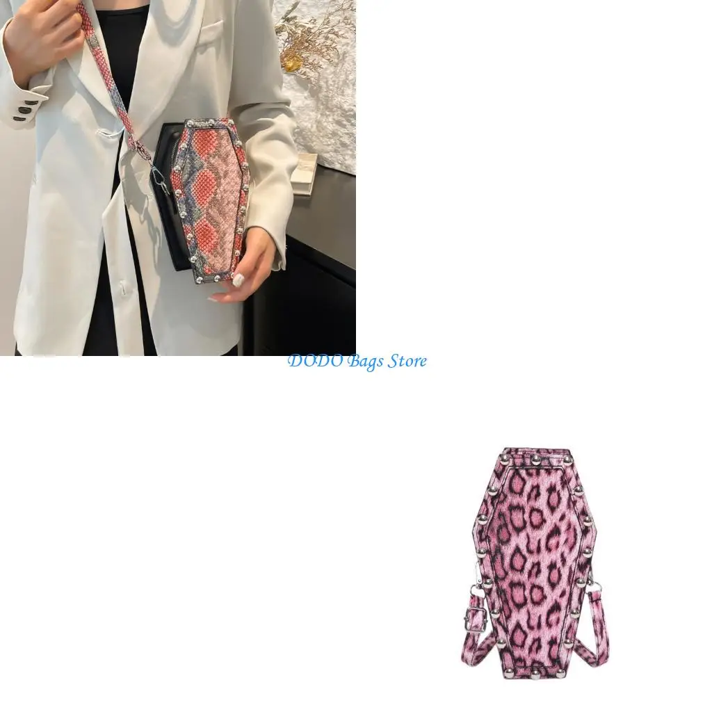 

Stylish Coffin Shaped Purse For Women Practical Wear Resistant Shoulder Bag Multiple Storage Sections