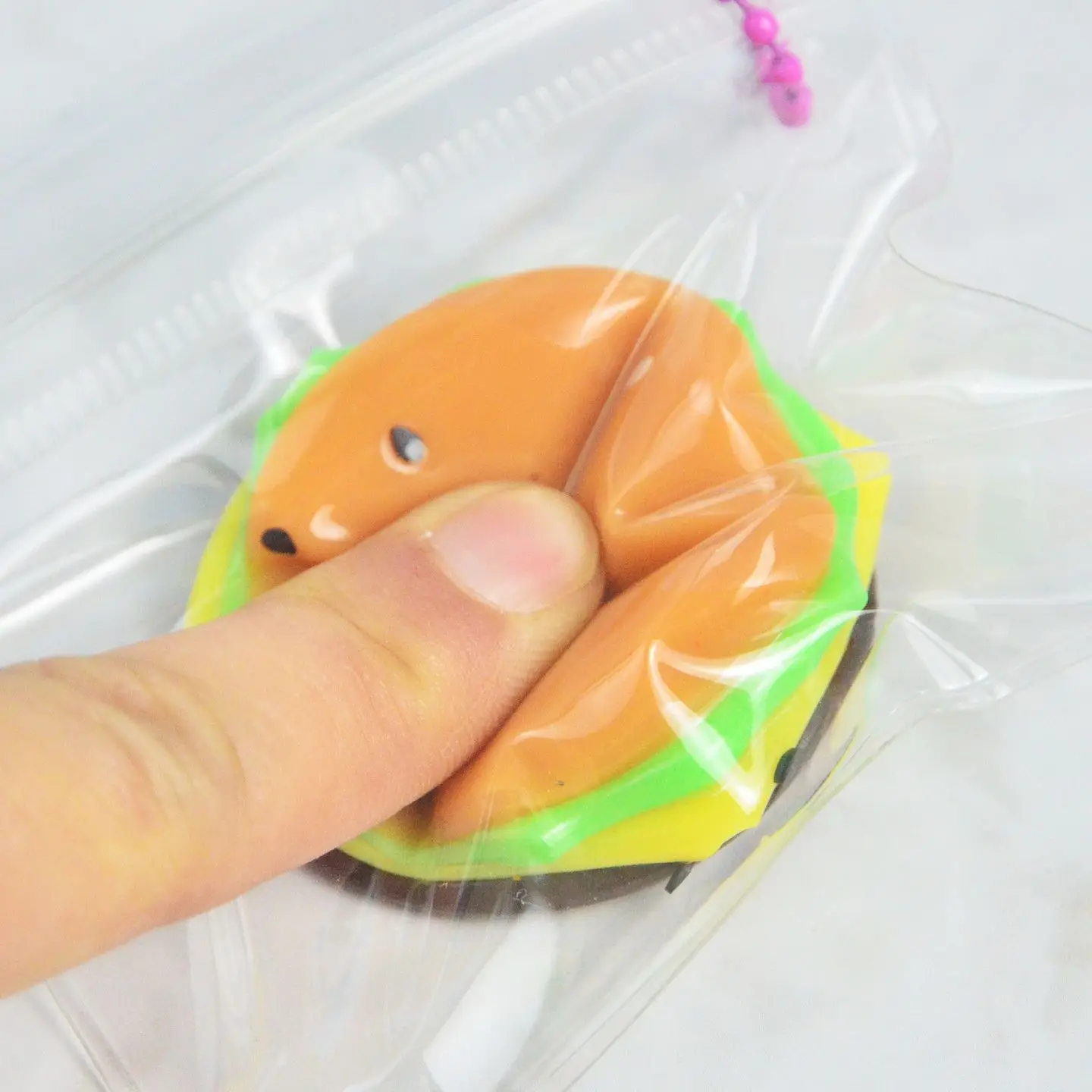 8cm Mini Burger Squeeze Stress Relief Keychain Toy, Slow Rebound, Realistic Food, Funny and Interesting Doll, Gift for Friends view 3