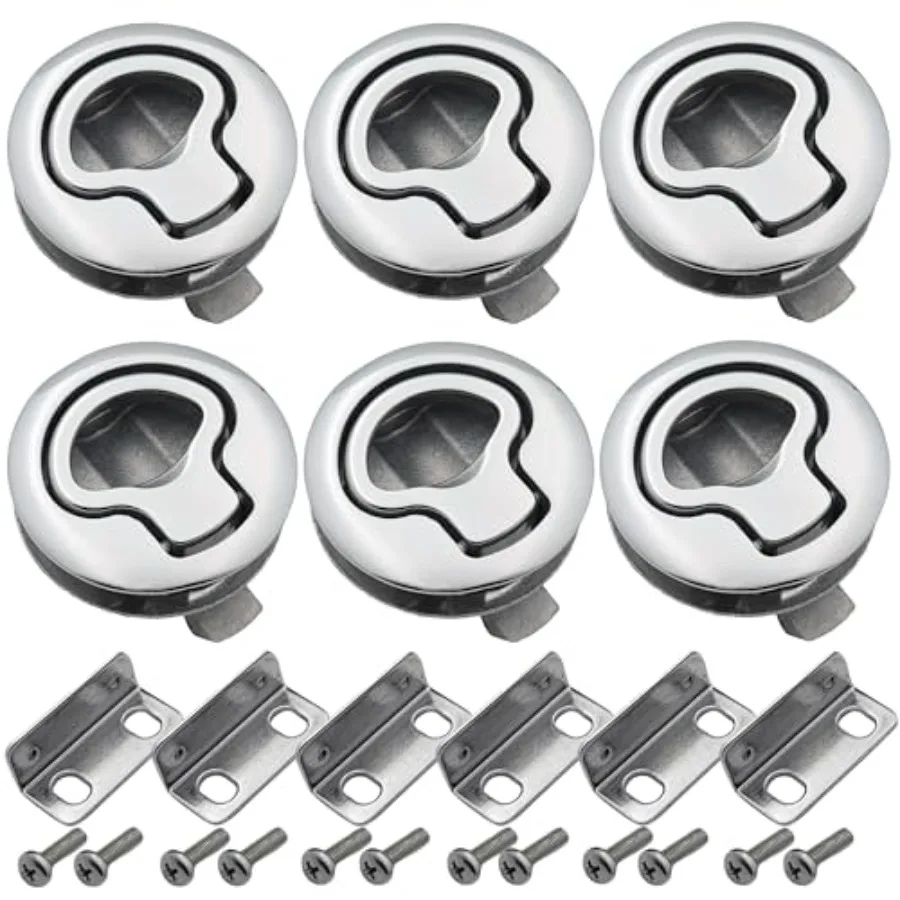 Pestillo Slam de acero inoxidable Evan, 2 tiradores redondos al ras para escotilla de barco marino, compartimento para gabinete de remolque RV, Compatible con M1-63-8