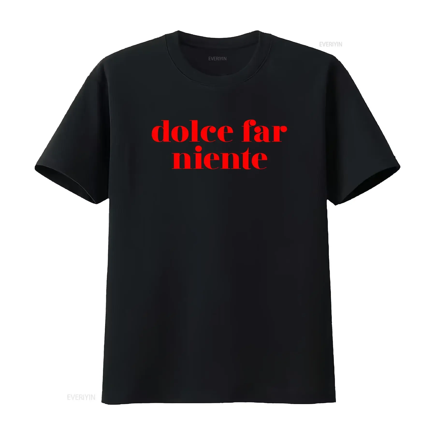 Cool Streetwear Dolce Far Niente Italian Slogan Print Casual T Shirt vintage Washed Unisex Soft graphic Comfortable fashion