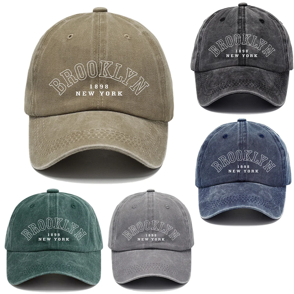 Letter printing craft baseball cap, washed cotton casual cap, light and breathable, suitable for men, women and children.