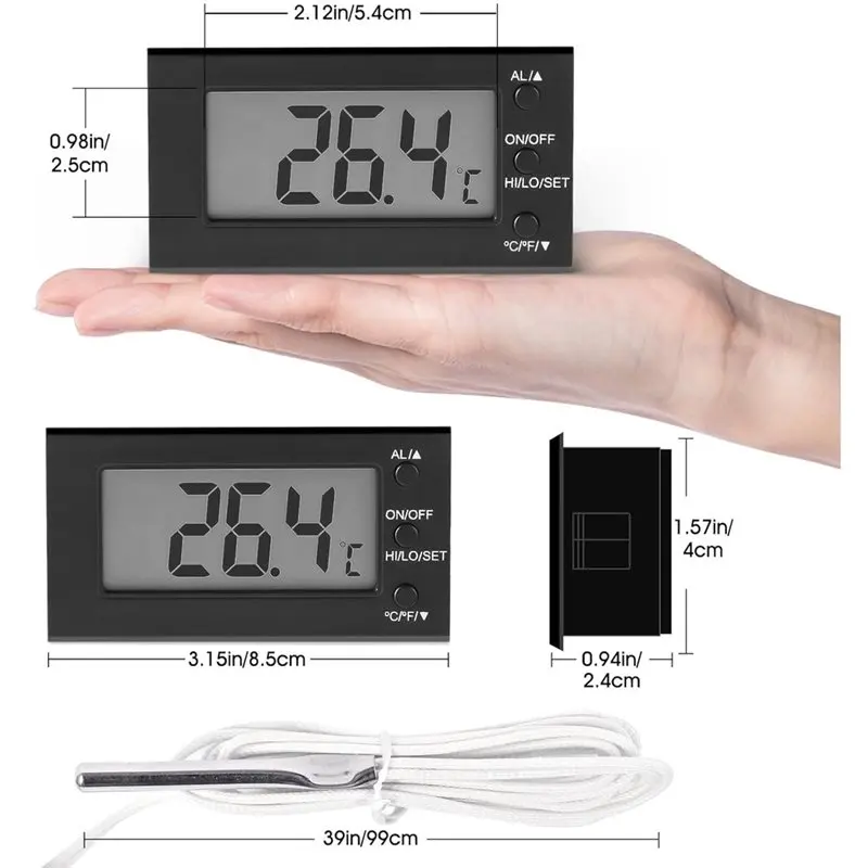 YANA50I Digital Oven Probe Thermometer -58°F- 572°F Hi/Lo Alarm LCD C/F Switch