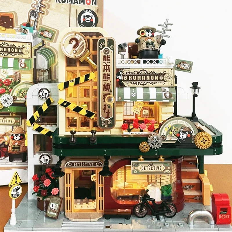 Kumamon Bear Japanese Style, Yakitori Shack, Detective Agency, Healing Coffee Shop, Street View - Assembly Model Puzzle Toy Gift