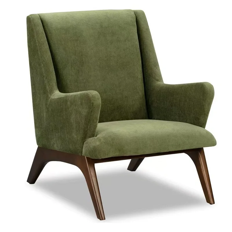 

Retro olive green velvet single sofa light luxury leisure chair