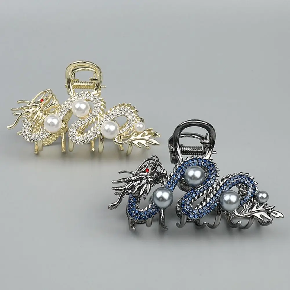 Hair Accessories Blue Dragon Blue Dragon Hairpin Zodiac Alloy Metal Hair Claw Simple Shark Clip Metal Hairpin Women view 3