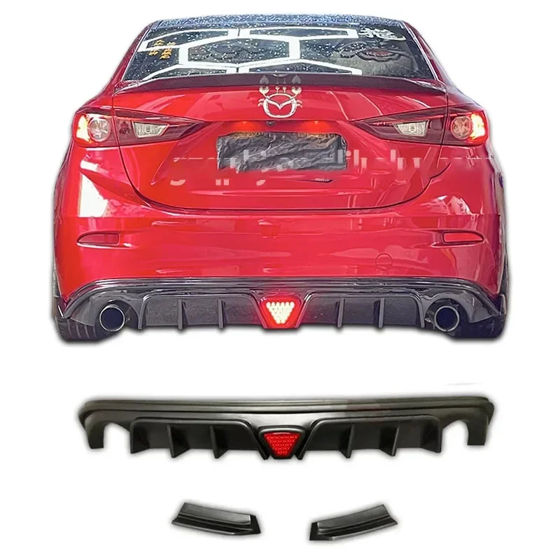 Para Mazda 3 Axela: Kit de carrocería difusor, difusor de parachoques trasero, alerón, labio, alerón de maletero, kit de carrocería, cubierta de splitter, embellecedor.