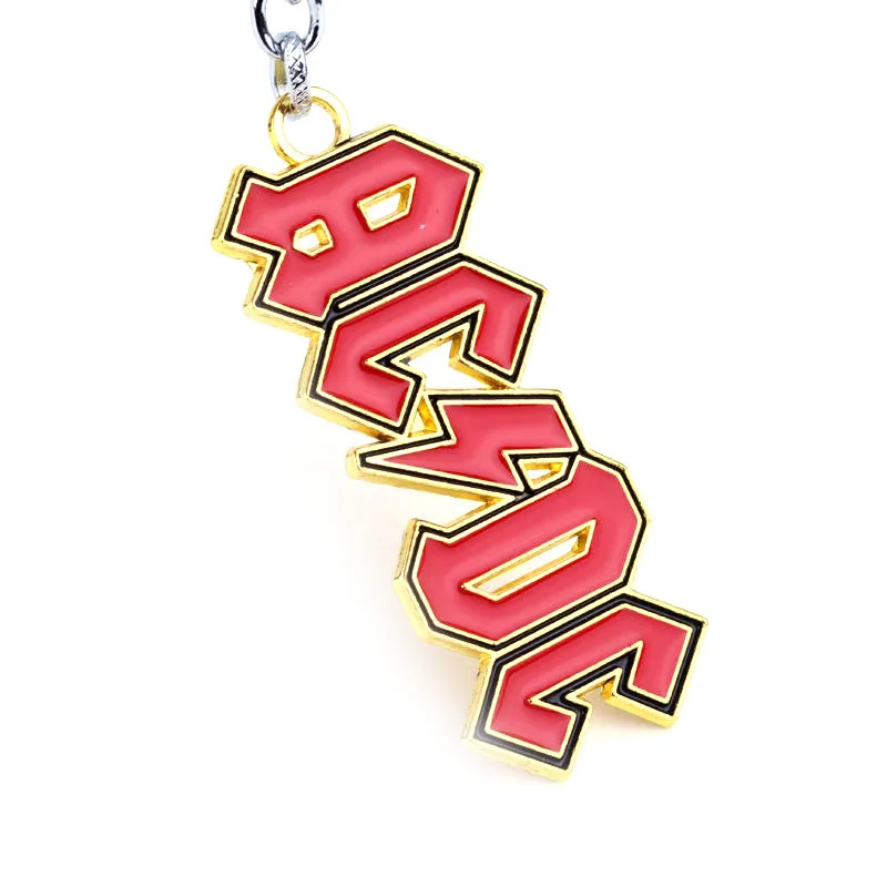 التيار المتناوب تيار مستمر شعار قلادة قلادة المفاتيح روك باند النساء الرجال مجوهرات بسيطة لمحبي هدية