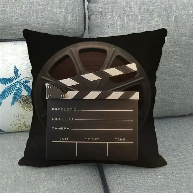 

Vintage Cinema Movie Theme Pillow Cover Cushion Cover Film Throw Pillow Case for Home Theater Sofa Decor Peach Skin 1 Pc 40x40
