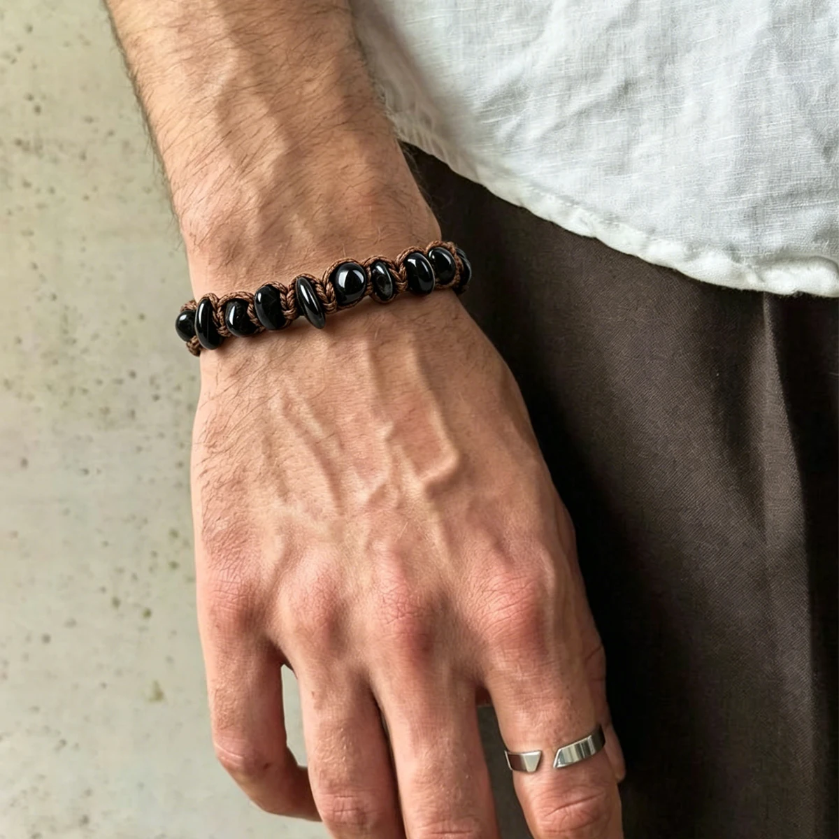 Herren-Armband aus natürlichem Citrin, gewebtes Armband, roher gelber Kristall, zieht Reichtum, Fülle, Heilstein, Schmuck, Geschenk für männliche Geschäftsleute – Detail 31