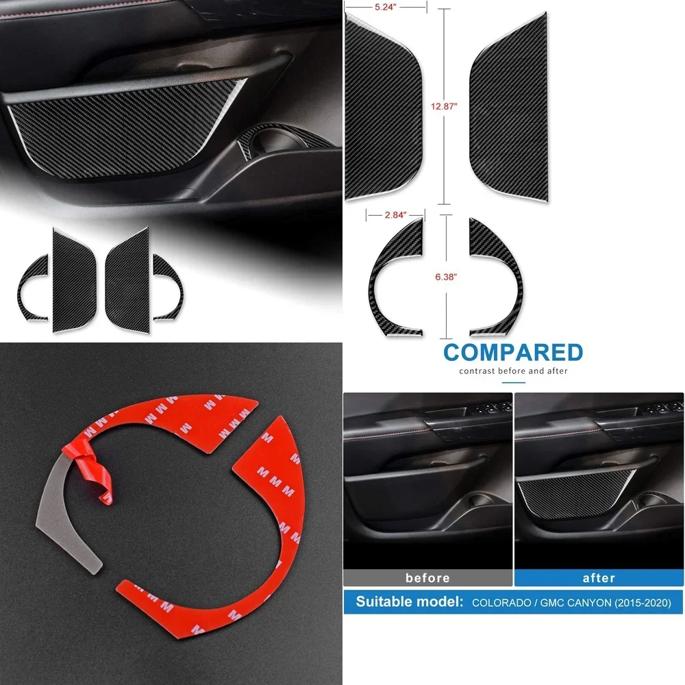 

AIRSPEED Carbon Fiber Car Door Panel Cover and Cup Holder Sticker Decorative Interior Trim for Chevrolet Colorado GMC Canyon