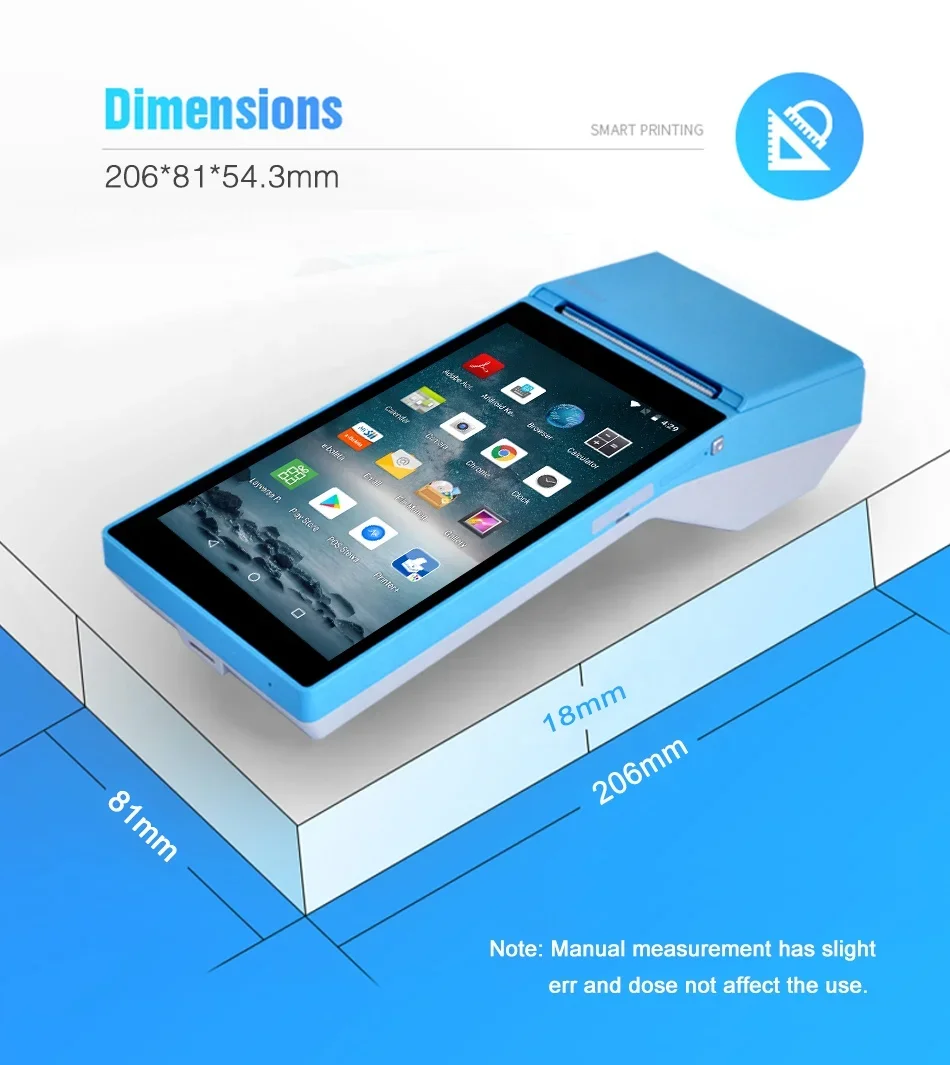 Eboleta Cheaper SP01 PDAs Mobile Android 8.1 Handheld POS Terminal with Printer For Loyverse/Inventory /Restaurants/Supermarket