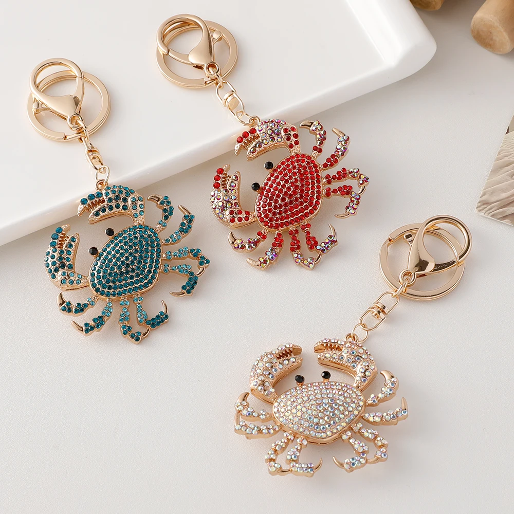 Sparkling Crystal Crab Keychain Hawaii Beach Vacation Souvenir Gift Key Ring