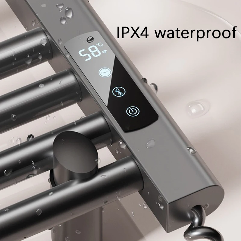 OXG Wall Mounted Electric Towel Rack Heated Towel Radiator Built-in Timer Bathroom Towel Dryer Bathroom Accessories White/Grey