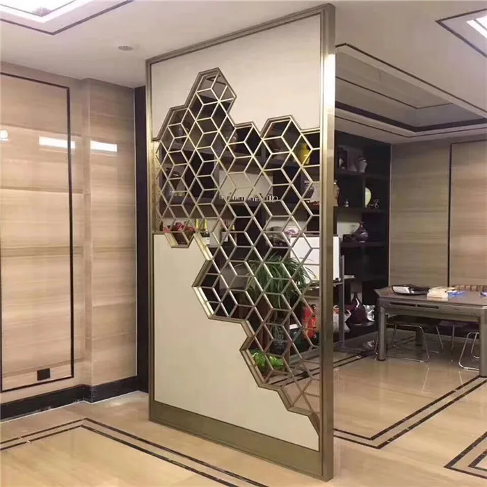

Decorative Stainless Steel Metal Screen Room Divider Luxury Partition Wall for Hotel