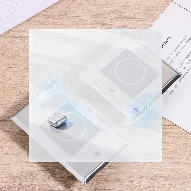 Bezdotykowy kwadratowy metalowy przycisk wyjścia ze stali nierdzewnej, bezdotykowy, bezkontaktowy, na podczerwień, poprawiający higienę.