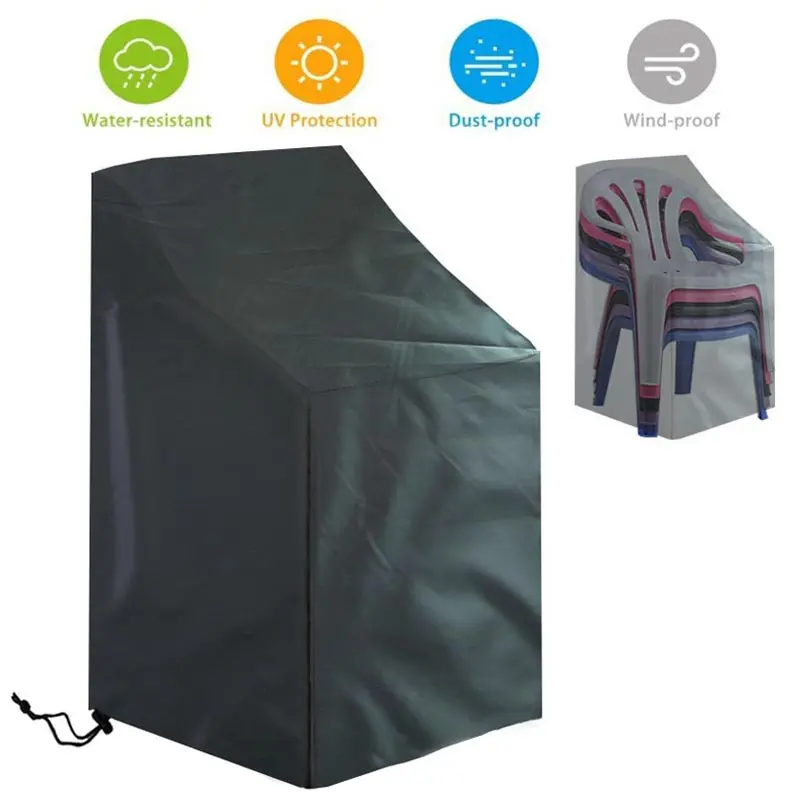 Home Stacked Chair Dust Cover with Storage Bag, Outdoor Garden Patio Furniture Protector, Waterproof and Dustproof Chair Cover