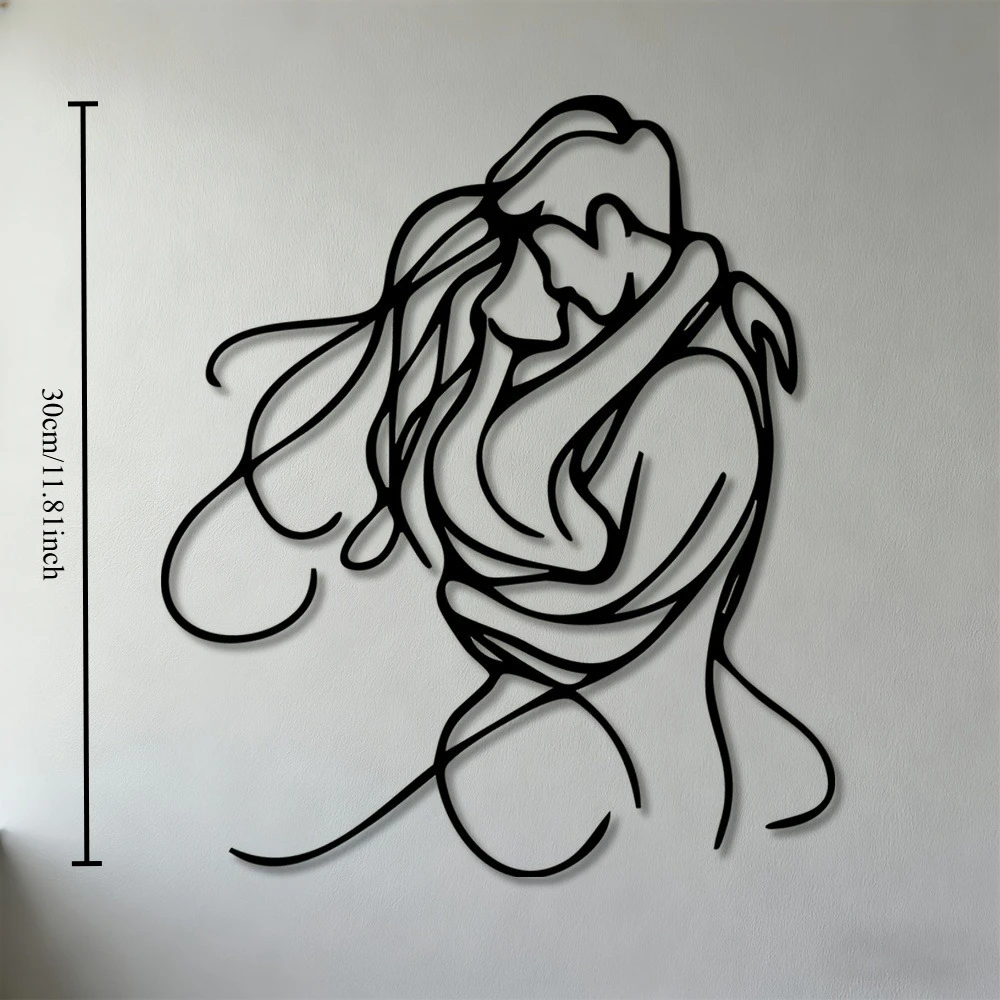 CIFBUY Metal Wall Art Romantic Couple Embrace Iron Sculpture Lovers Décor 2D Flat Wall Mounted Living Room Bedroom Office