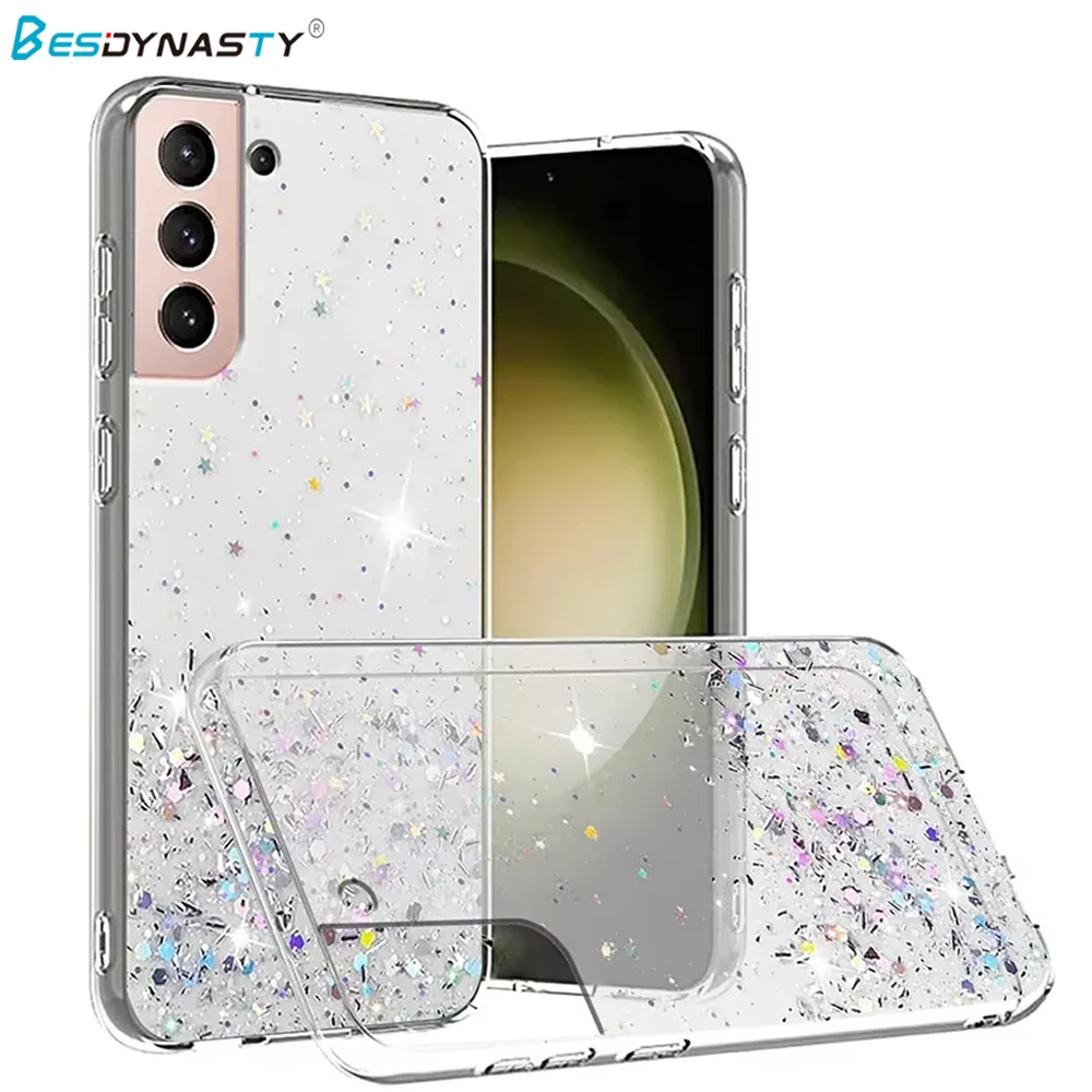 Luxury Glitter Silicone Clear Case for Samsung Galaxy S25 Ultra S24 FE S23 S22 Plus S21FE S20 Note 20 Ultra Plus FE Cover Fundas