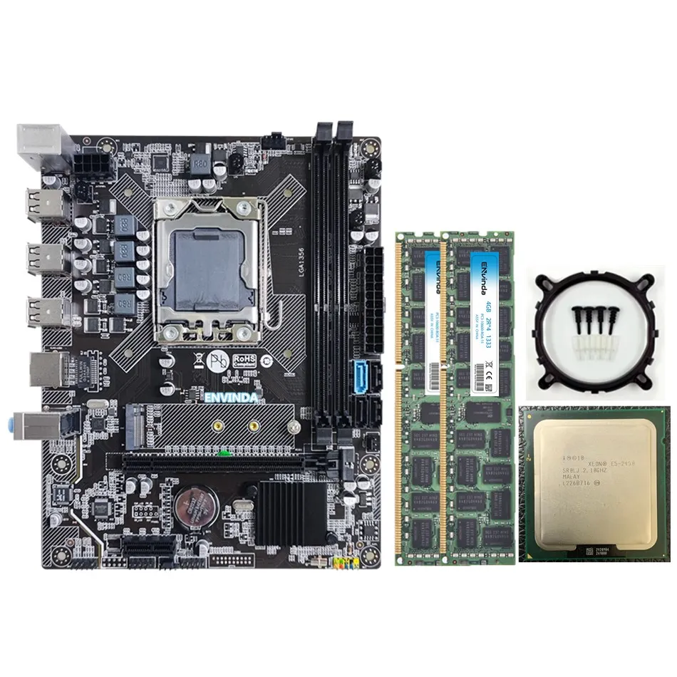 X79 LGA 1356 Motherboard Set Combo Xeon E5 2450 CPU 8cores 16threads 1pc X 8GB RAM DDR3 1333mhz ECC REG PC3 Kit Momory M.2 NVME