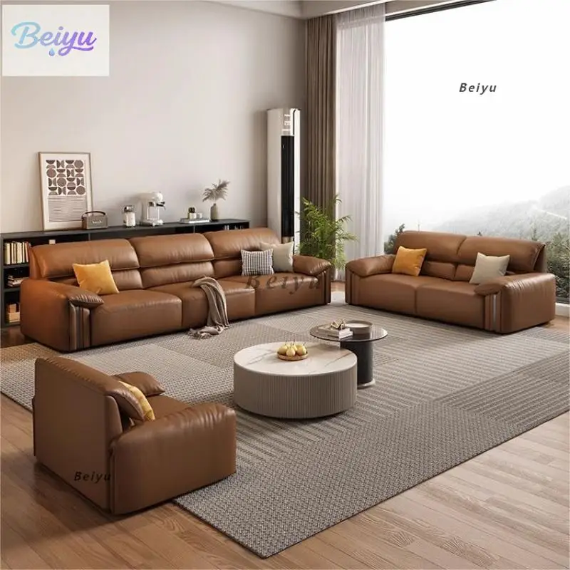 

Итальянский минималистичный 2025 новый кожаный диван с ушками слона в стиле ретро, роскошный кожаный диван для маленькой квартиры, гостиной