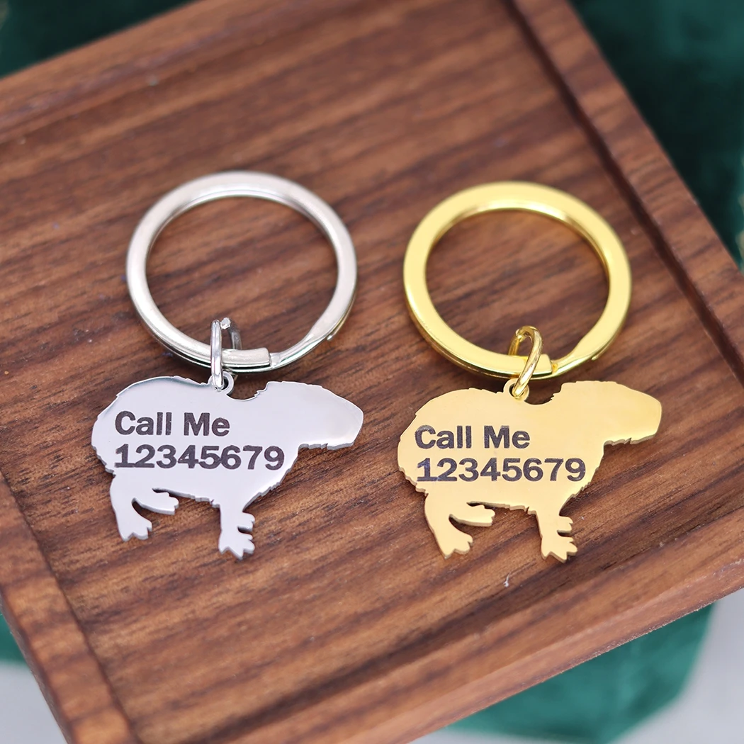 QIMING Personalized Adorable Capybara Keychain Stainless Steel Jewelry For Women Custom Name Animal Key Ring Engraved Keyring