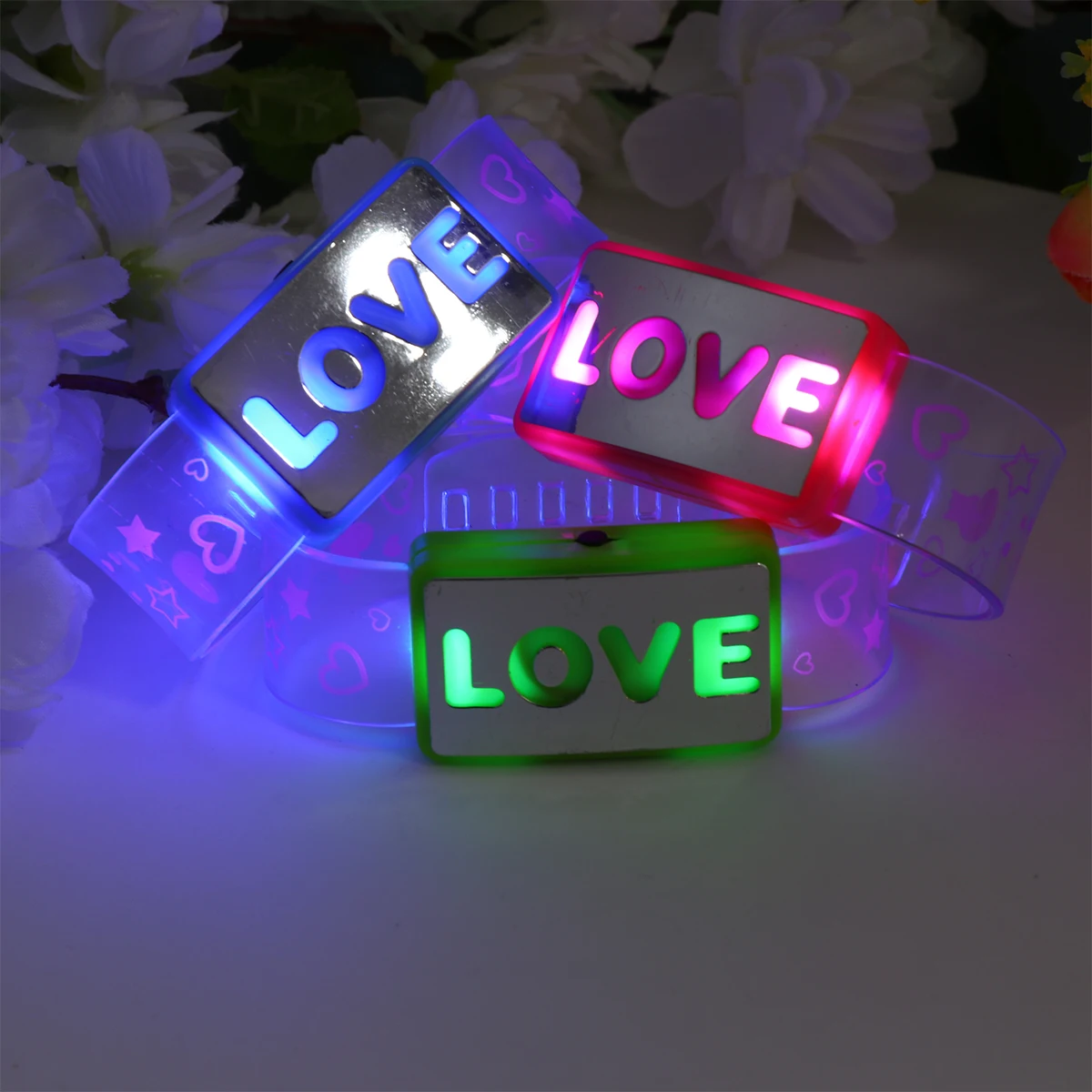 

3 Pcs Luminous Bracelet Wristband LED The Gift Valentine Light Silicone Bangle Flash