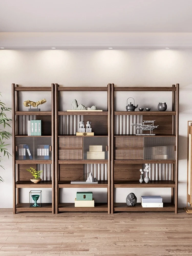 H Solid wood Bogu shelf display cabinet Modern simple bookshelf New Chinese office Duobao Pavilion shelf