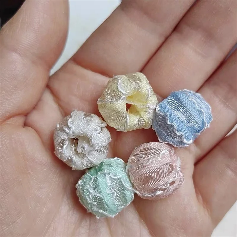New arrived 50pcs/lot color fabric winding rounds shape resin straight hole  beads diy jewelry garment/hair pendant accessory