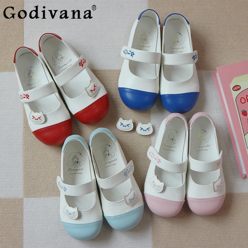 

Japanese Soft Girls Kawaii Round Head Flats Shoes Summer Loli Lo Sweet Cute Mary Jane Shoes Japanese Lolita Style Indoor Shoes