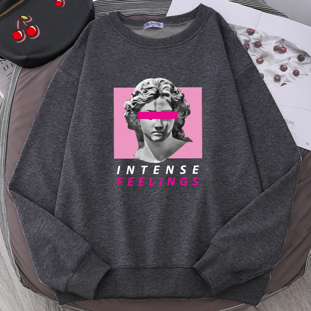 

Pink Sculpture Intent Feelings Mens Hoody Cute Pullover Tracksuit 2023 Autumn Fleece Clothes Crewneck Loose Male Sweatshirt