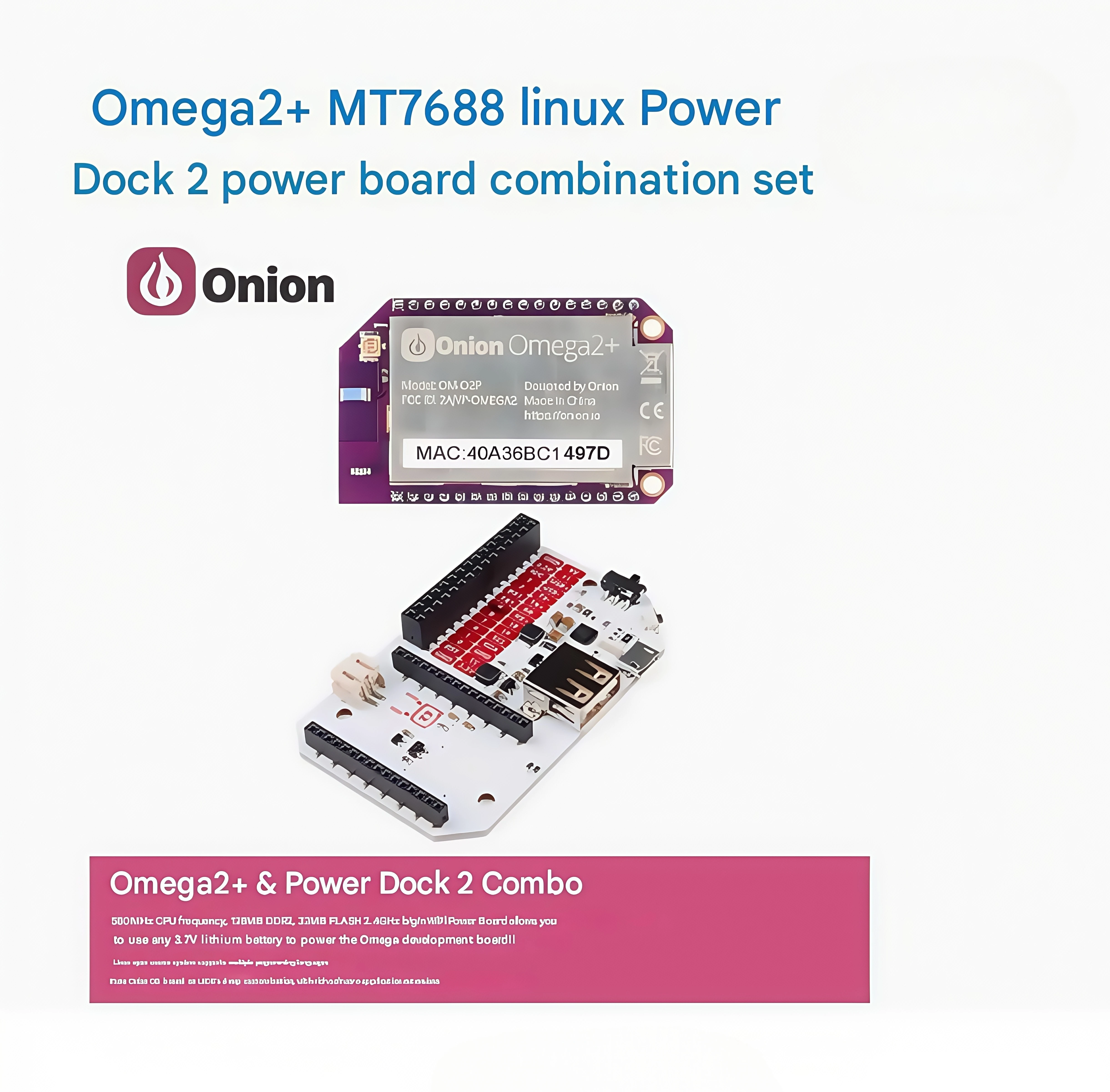 Комбинированный комплект платы разработки Onion Omega2 + MT7688 Linux и Power Dock 2, платы питания
