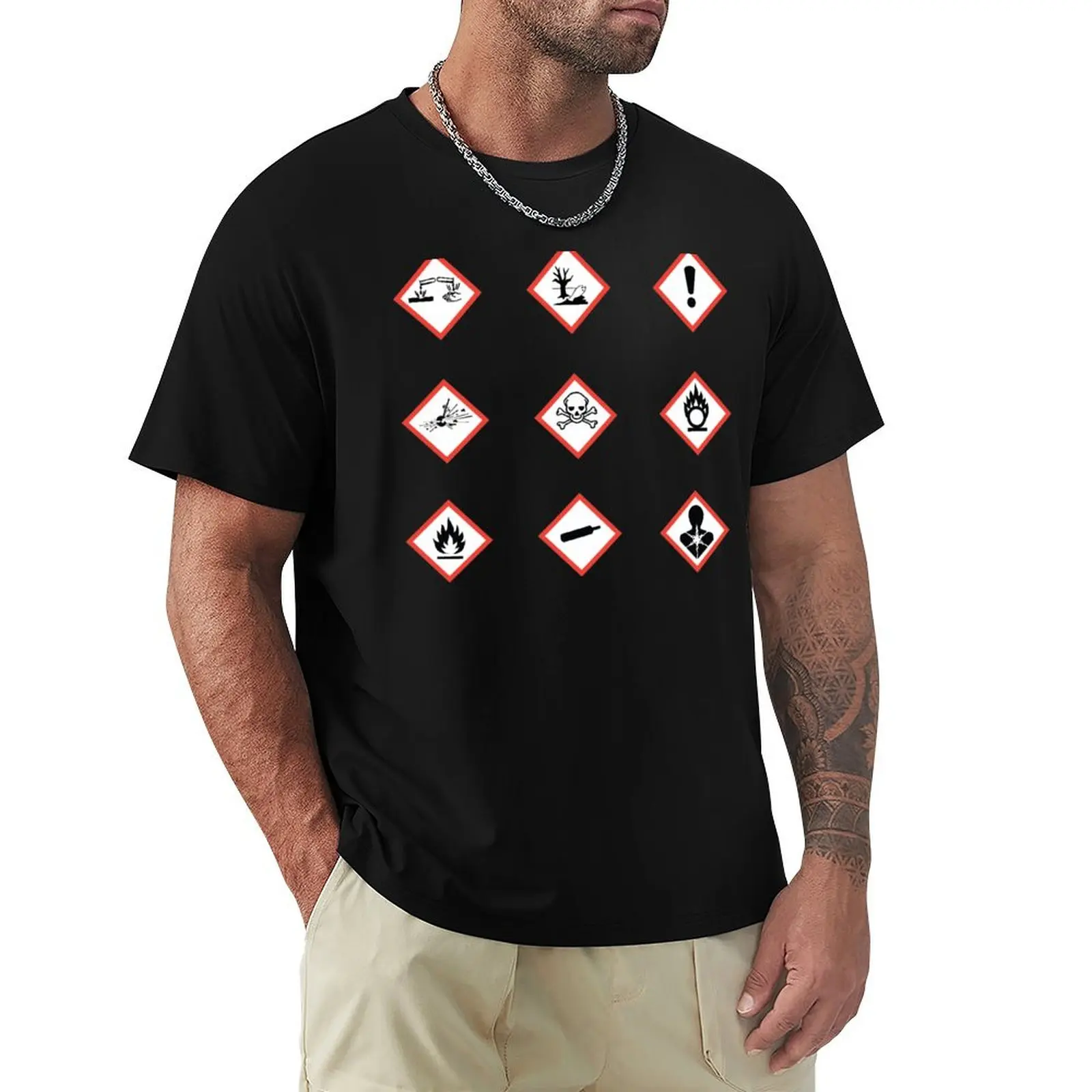 Chemical Hazard Symbols T-Shirt Plus Size Lightweight Tee Shirt