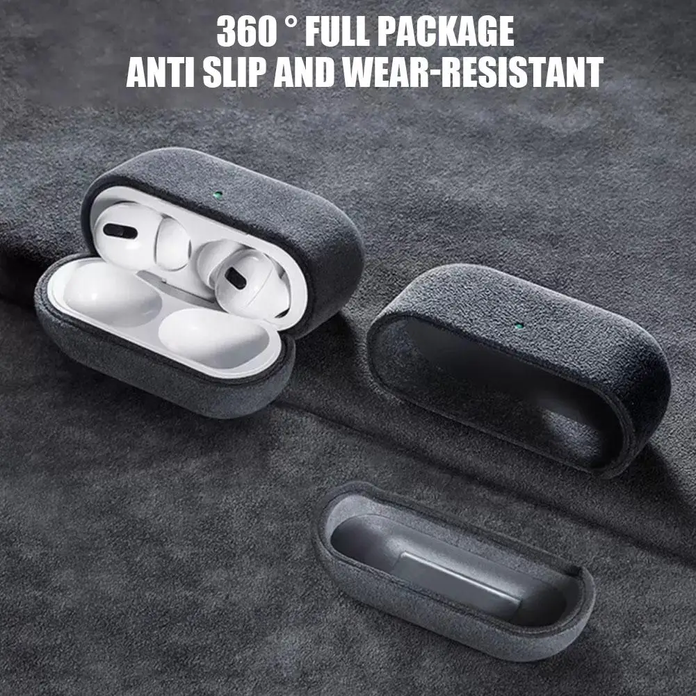 حافظة سماعة رأس من جلد الغزال لأجهزة Airpods 4 من الجلد الاصطناعي حافظة واقية لسماعات الرأس مقاومة للخدش ومضادة للسقوط