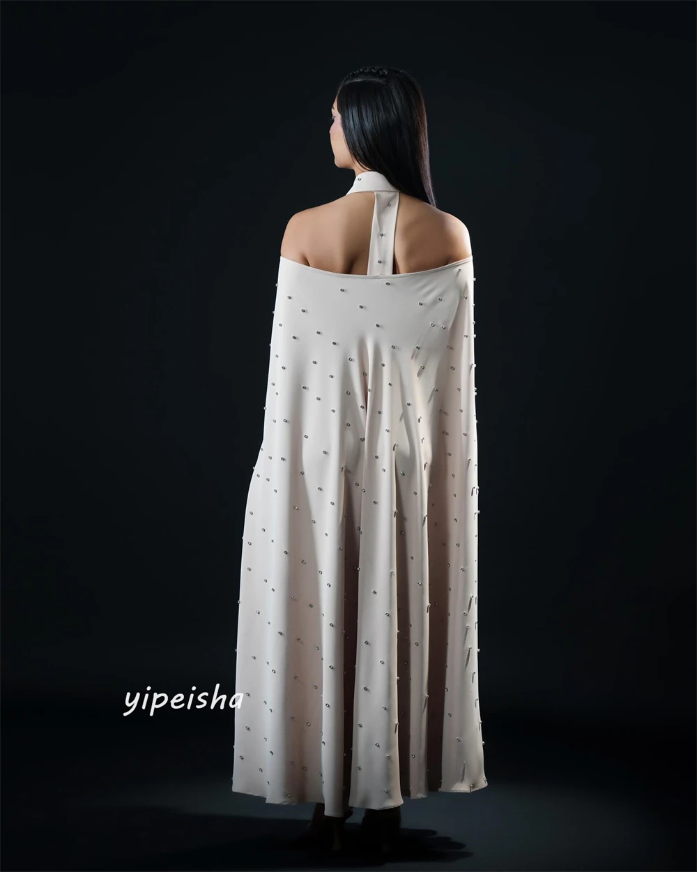 Customized Jiayigong   s Draped Cocktail Party A-line High Collar Bespoke Occasion es Ankle-Length