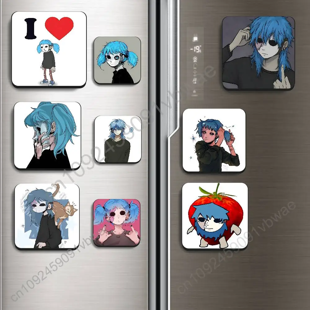 horror puzzle game Sally Face Sal Fisher Black Square Plastic Fridge Magnet, for Magnetic Sticker No Trace Left, Durable