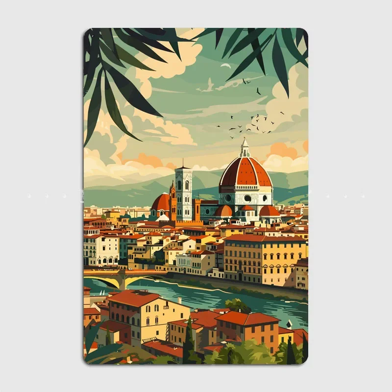 Florence Italy Scenery Travel Scenic Spot Poster Metal Plaques Tin Sign Home Decor Room Decoration Kitchen Wall Decor
