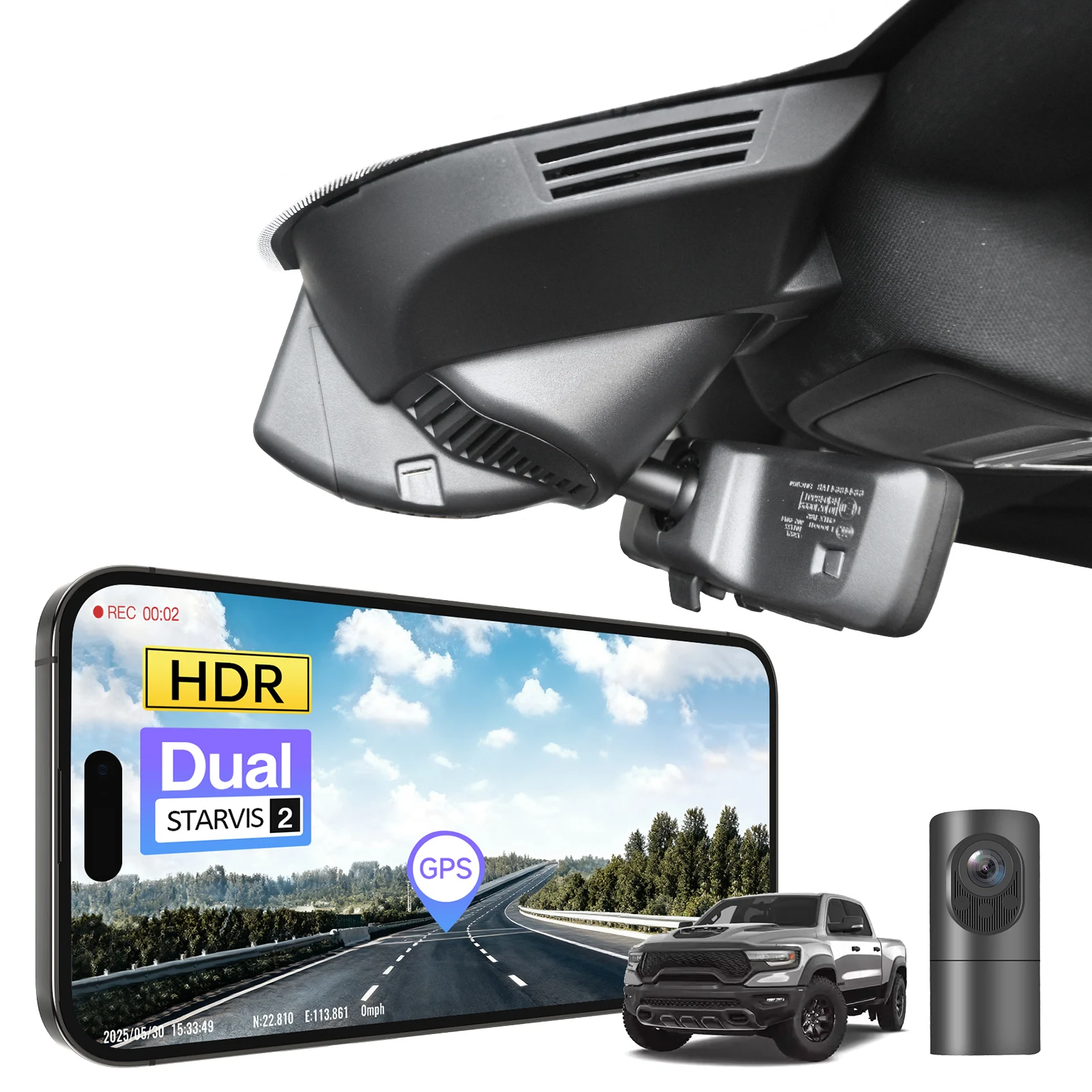 Mangoal STARVIS 2 5GHz WiFi & APP GPS Dash Cam For 5th Gen RAM 1500 2500 3500 Dash Car Camera 2019-2026 Plug and Play