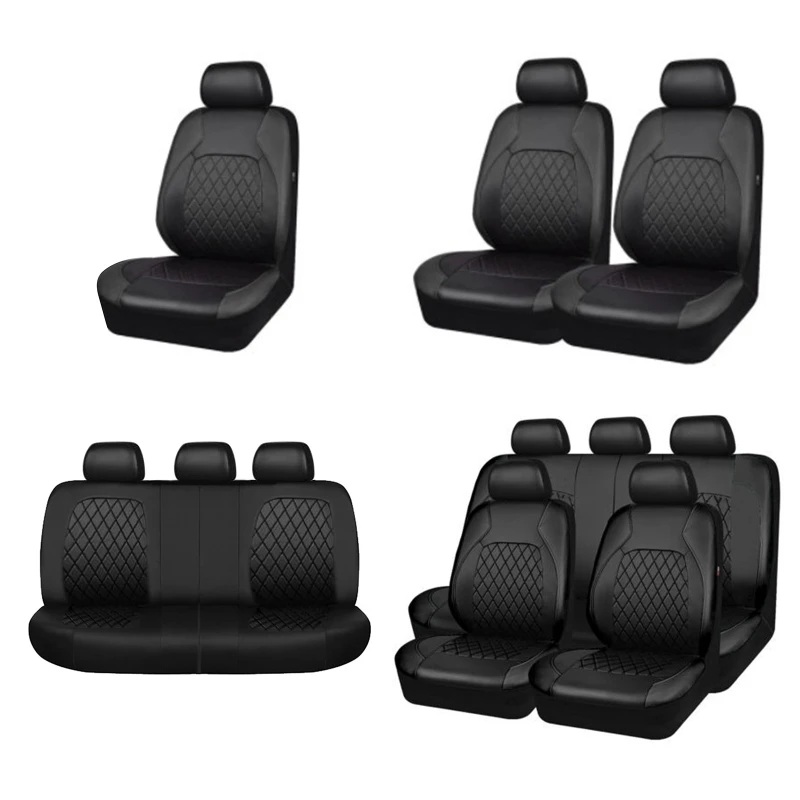 Car for Seat Cover PU Leather Black Full Set Car Good Fit For Car Truck Vechiles Breathable and Soft for Seat Cushion