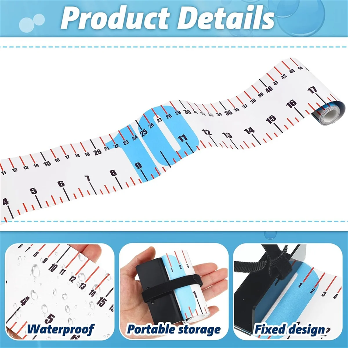 ABJZ 2 قطعة 47 بوصة الصيد حاكم الصيد أشرطة القياس أداة للقارب مقاوم للماء المحمولة نشمر للطي حاكم مع عثرة المجلس